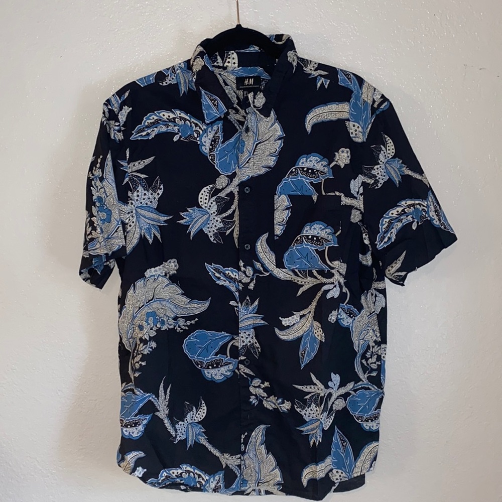 Tropical Blue Button Up